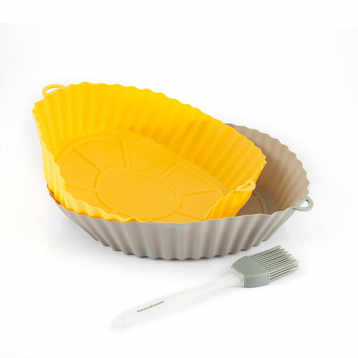 Conjunto de 4 Formas de Silicone para Air Fryer com Pegas e 2 Pincéis Mollicon