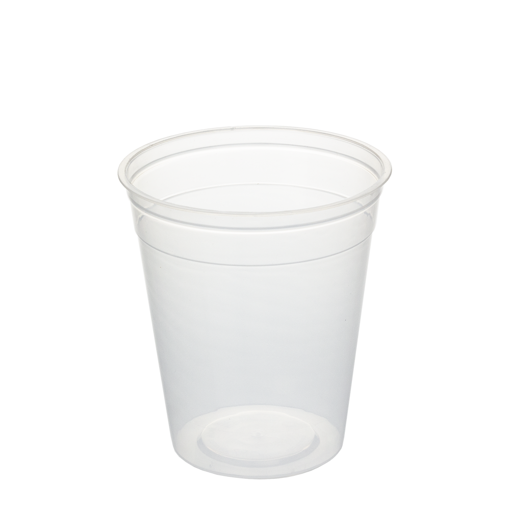 COPO EM PLÁSTICO RÍGIDO PP COM TAMPA E OPÇÃO DE FURO 33CL (330ML)
