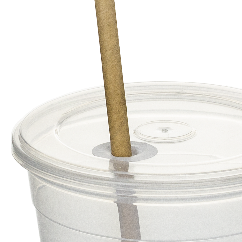COPO EM PLÁSTICO RÍGIDO PP COM TAMPA E OPÇÃO DE FURO 33CL (330ML)