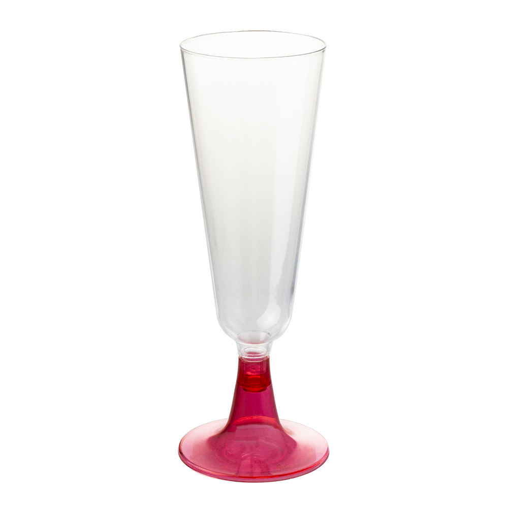 FLUTE Glass In Transparent PS With Red Stem 15CL (150ML)