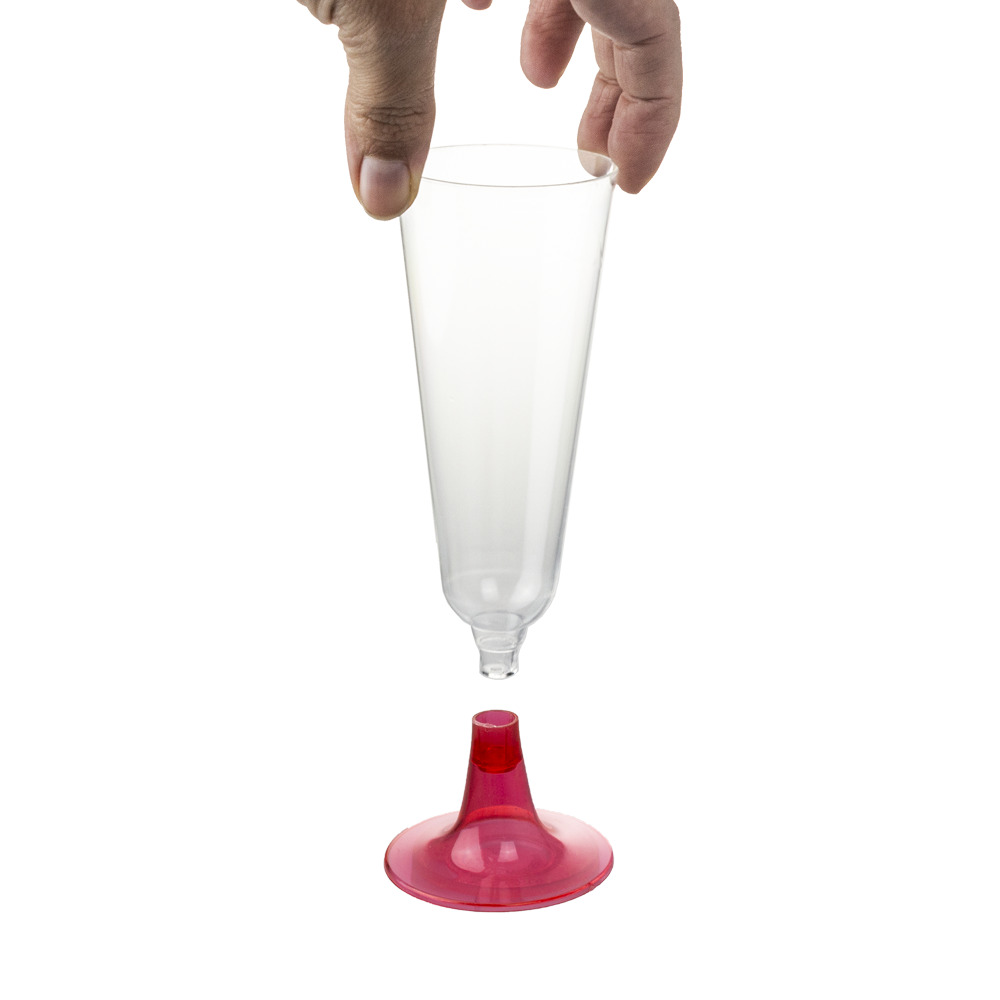 FLUTE Glass In Transparent PS With Red Stem 15CL (150ML)