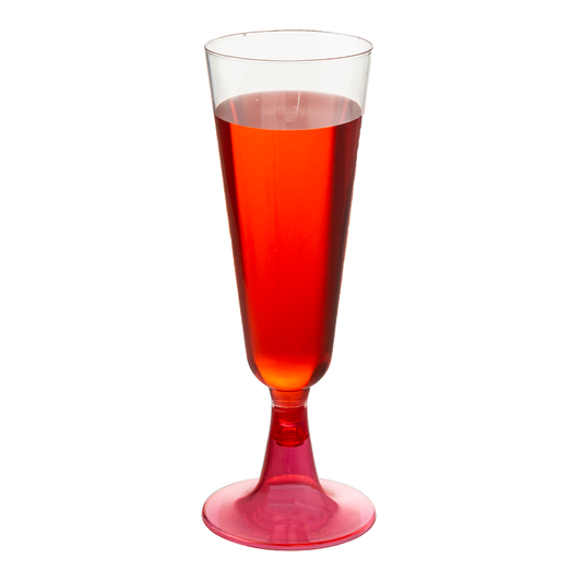 Copo FLUTE Em PS Transparente Com Pé Vermelho 15CL (150ML)