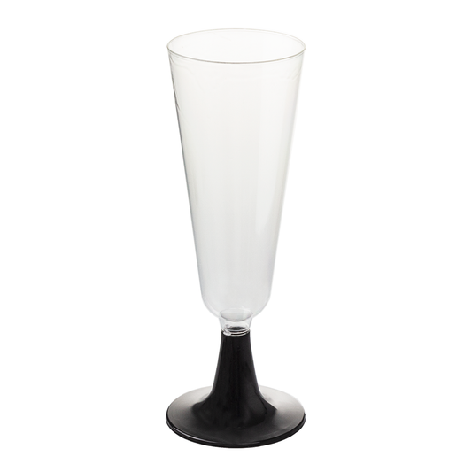 Copo FLUTE Em PS Transparente Com Pé Preto 15CL (150ML)