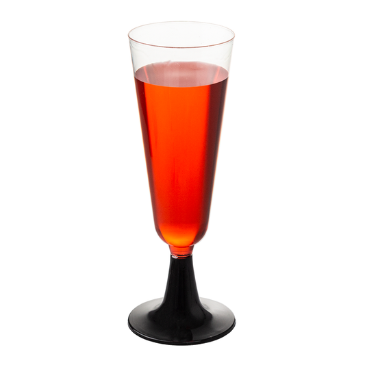 Copo FLUTE Em PS Transparente Com Pé Preto 15CL (150ML)