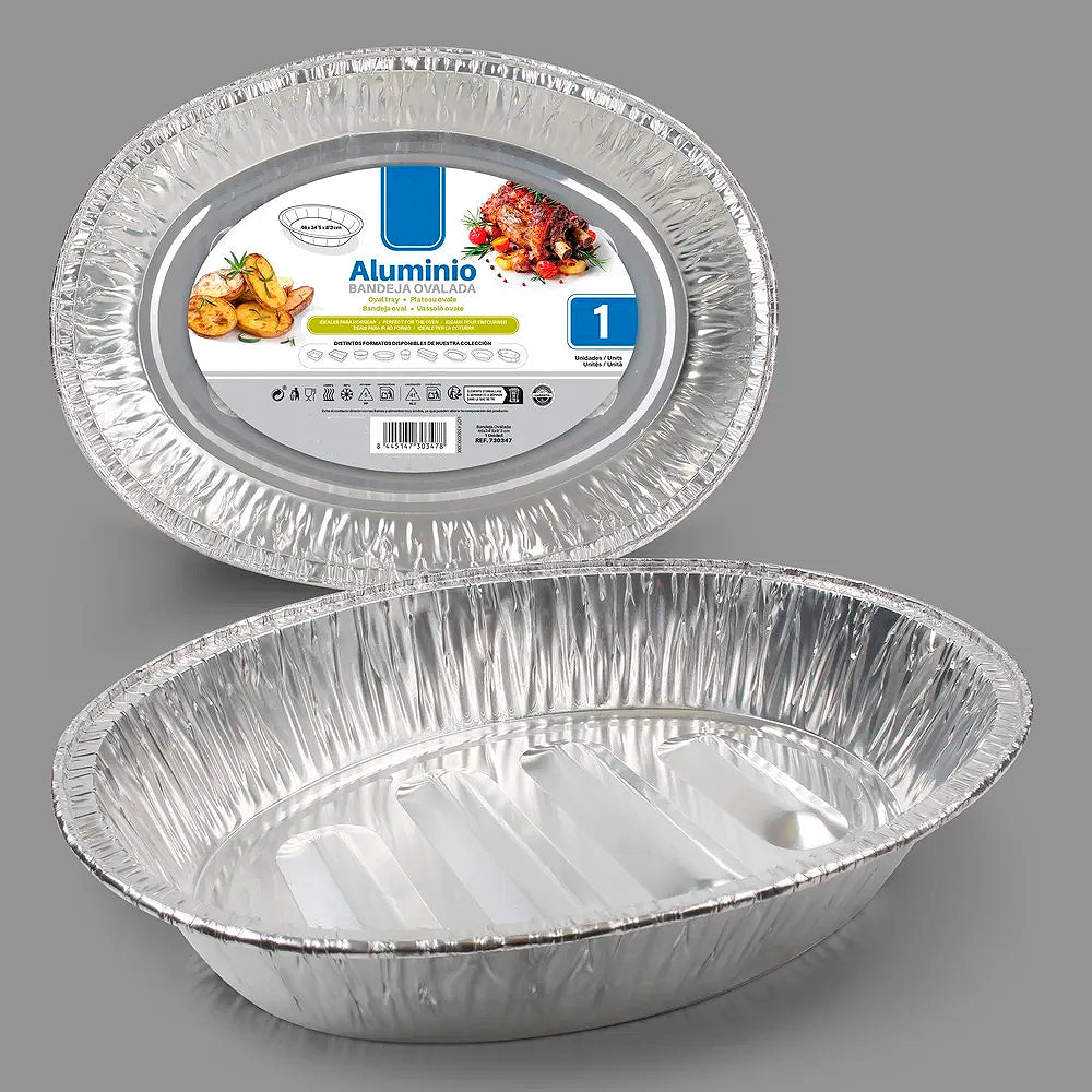 BANDEJA DE ALUMÍNIO OVAL 46×34,5×8,3CM