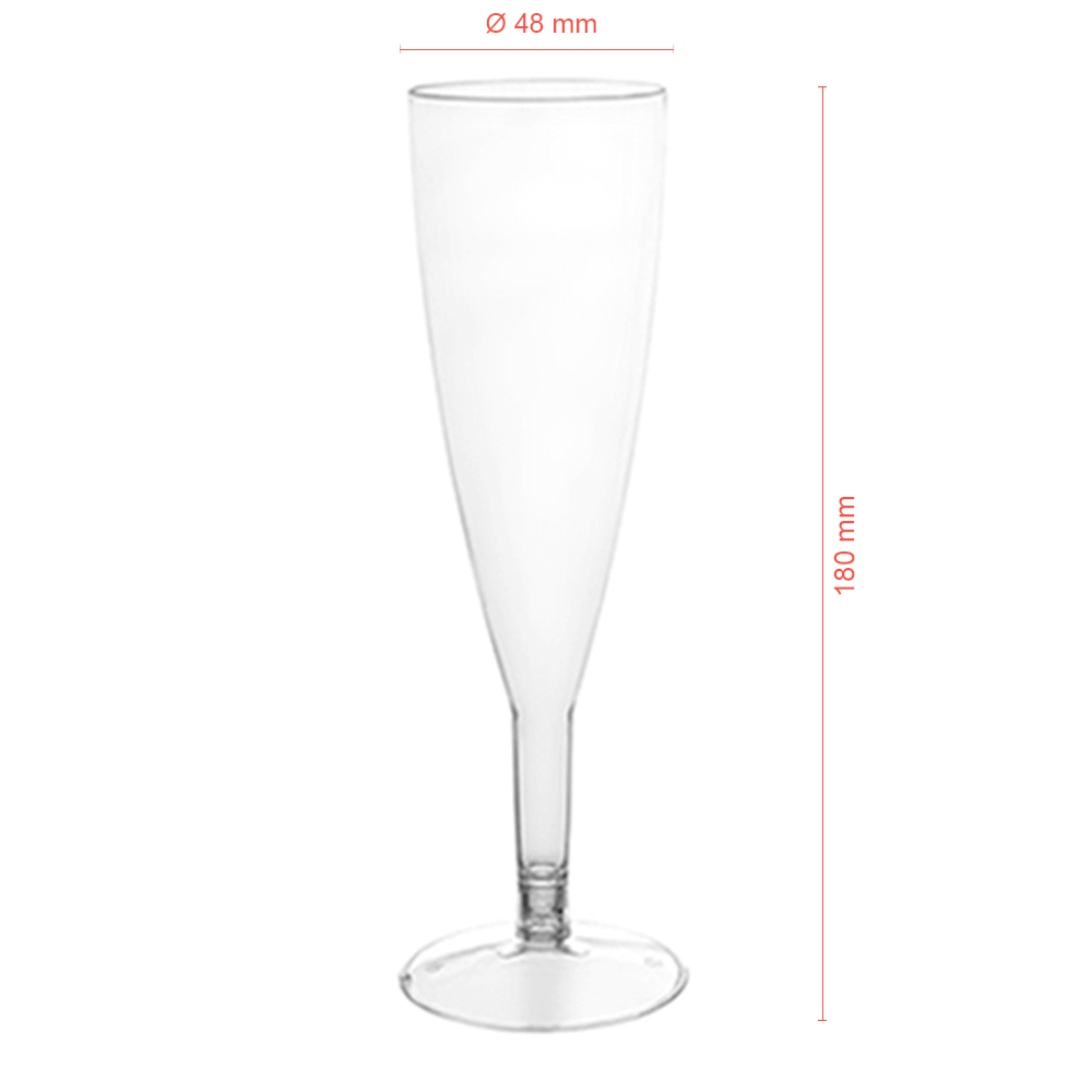 Copa de flauta de PS con base transparente de 10 cl (100 ml)