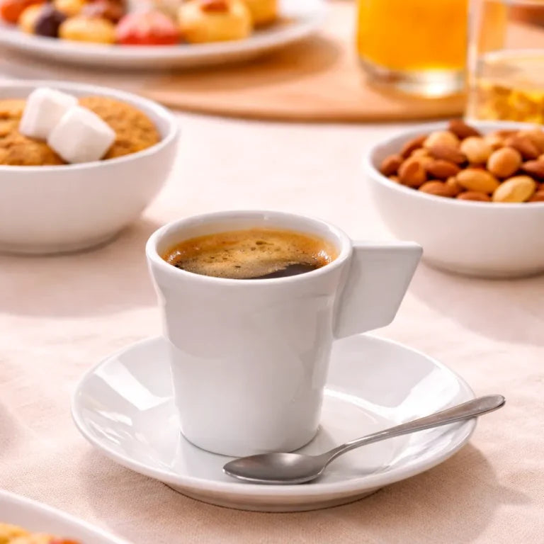 CHÁVENA CAFÉ BRANCA EM PC COM PIRES