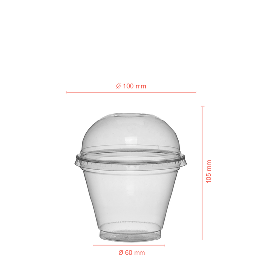 Taça (COPO) Em rPET Com Tampa Oval Sem Furo 28CL (280ML)
