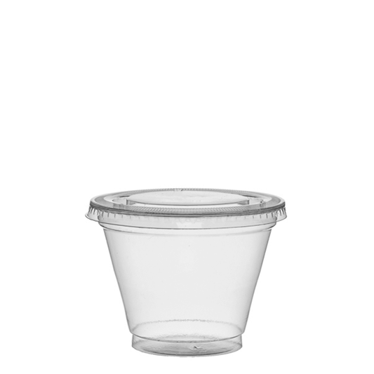 TAÇA (COPO) EM rPET COM TAMPA RASA SEM FURO 28CL (280ML)