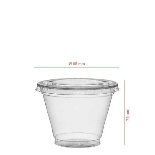 TAÇA (COPO) EM rPET COM TAMPA RASA SEM FURO 28CL (280ML)