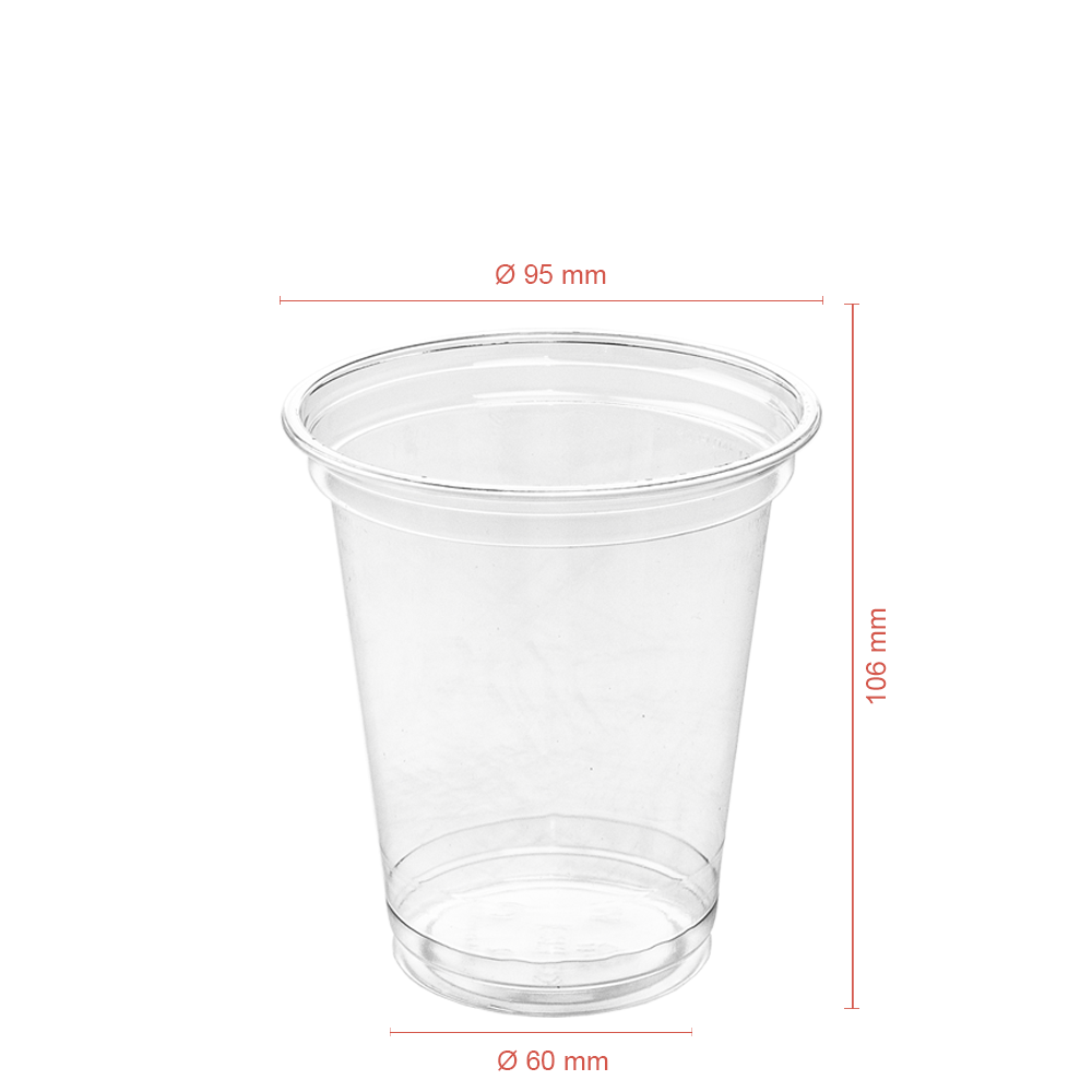 TAÇA (COPO) EM rPET COM TAMPA OVAL COM FURO 42,5CL (AFERIDO A 30CL)