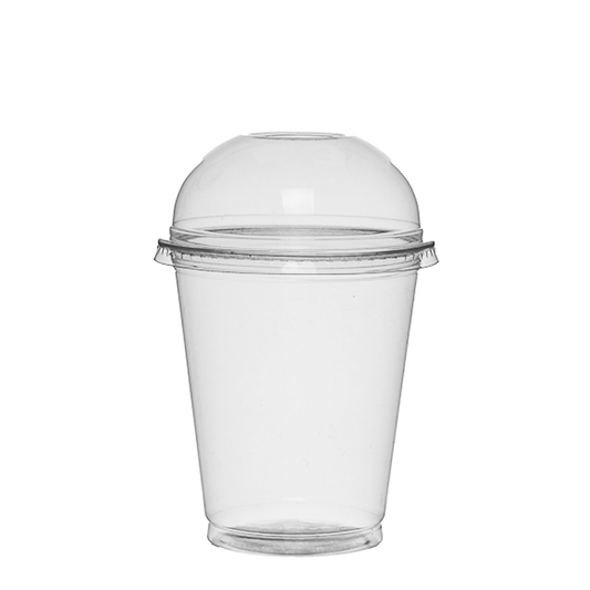 TAÇA (COPO) EM rPET COM TAMPA OVAL SEM FURO 42,5CL (AFERIDO A 30CL)