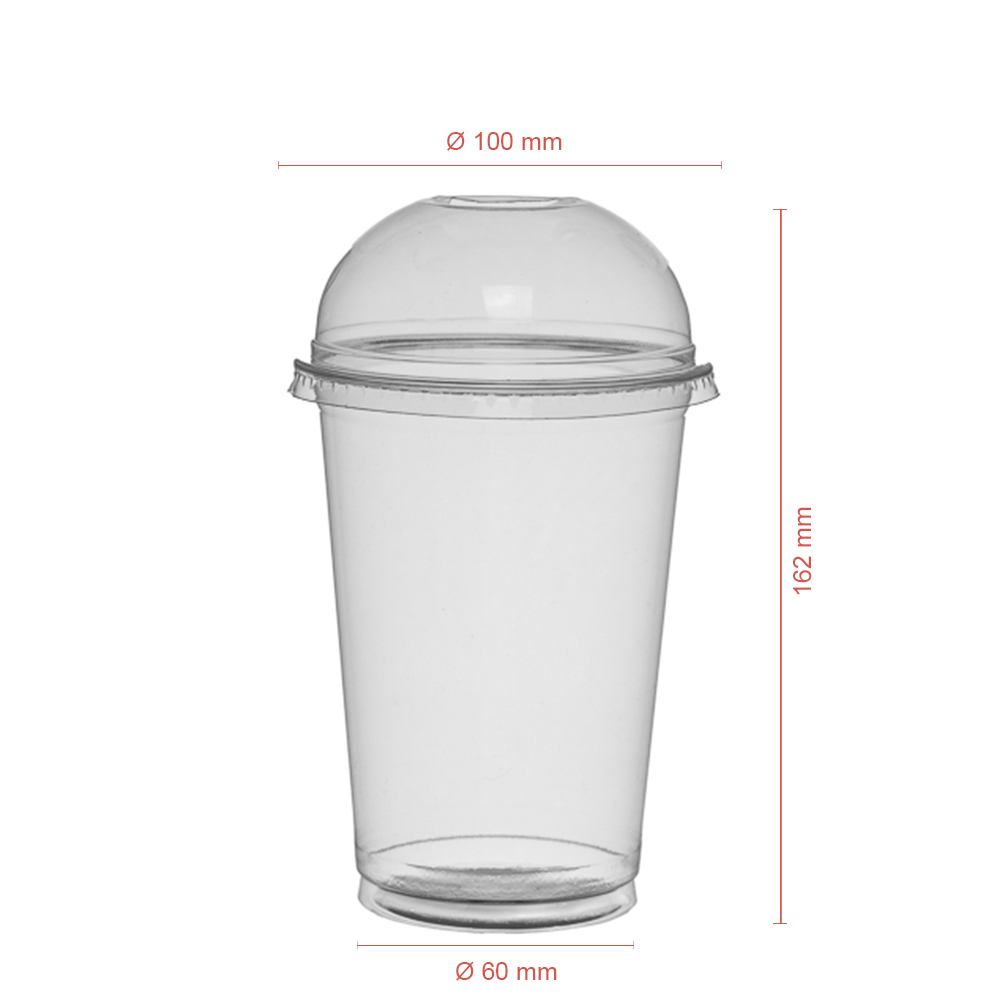TAÇA (COPO) EM rPET COM TAMPA OVAL COM FURO 55CL (AFERIDO A 40CL)