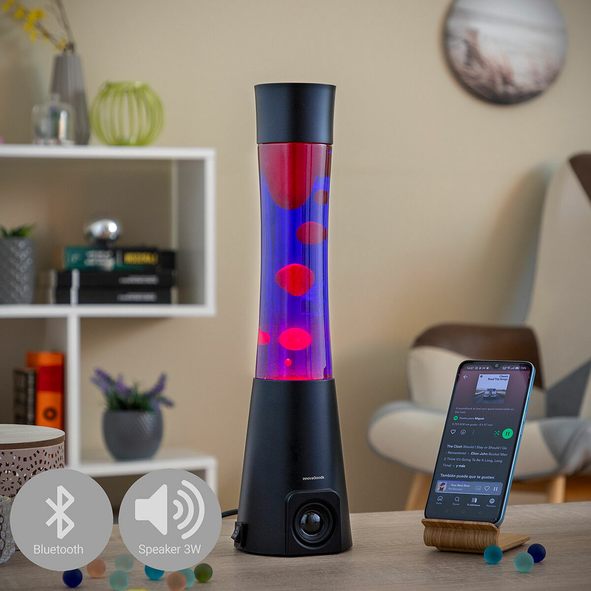Lâmpada de Lava com Altifalante Bluetooth 5.0 Maglamp