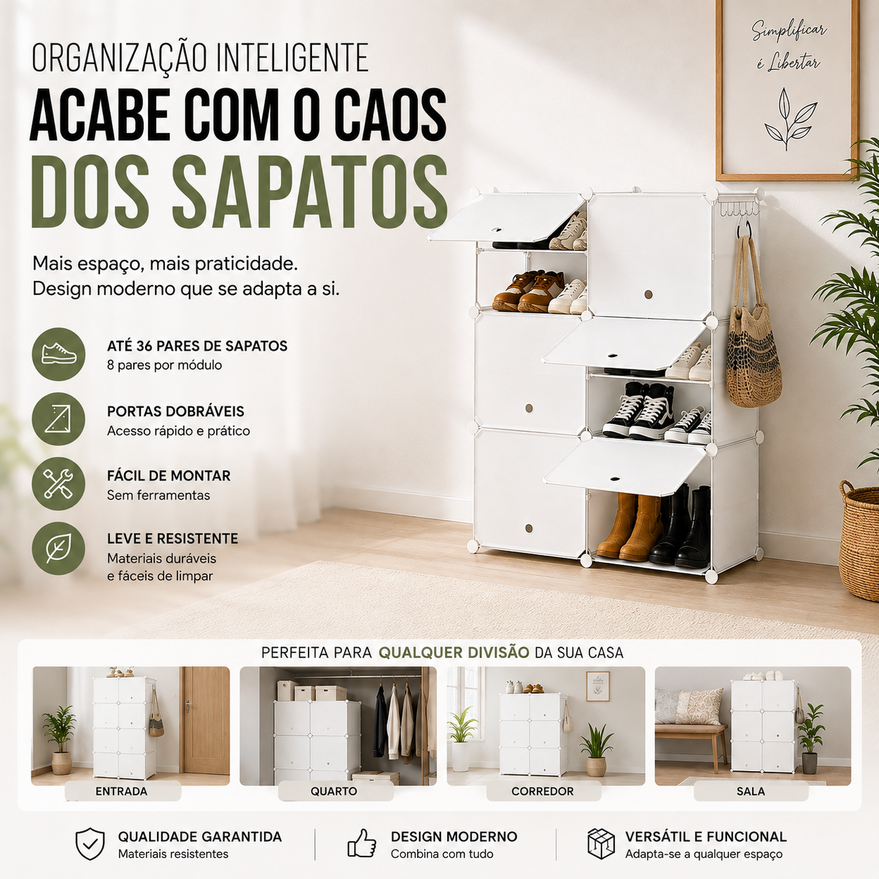 Sapateira Modular Portátil Branco