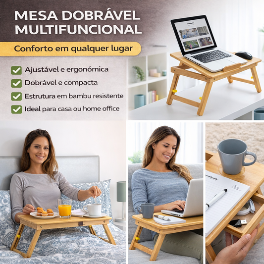 Mesa Auxiliar Dobrável de Bambu Lapwood