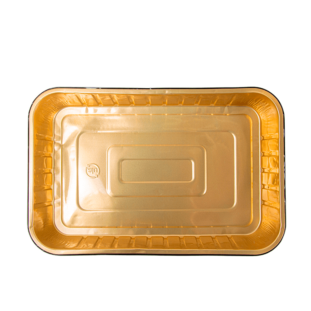 FORMA DE ALUMÍNIO LACADA PRETO E DOURADO COM TAMPA PET 2L