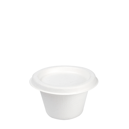 MINI POTE BAGAÇO BRANCO 12CL (120ML) COM TAMPA – BIODEGRADÁVEL