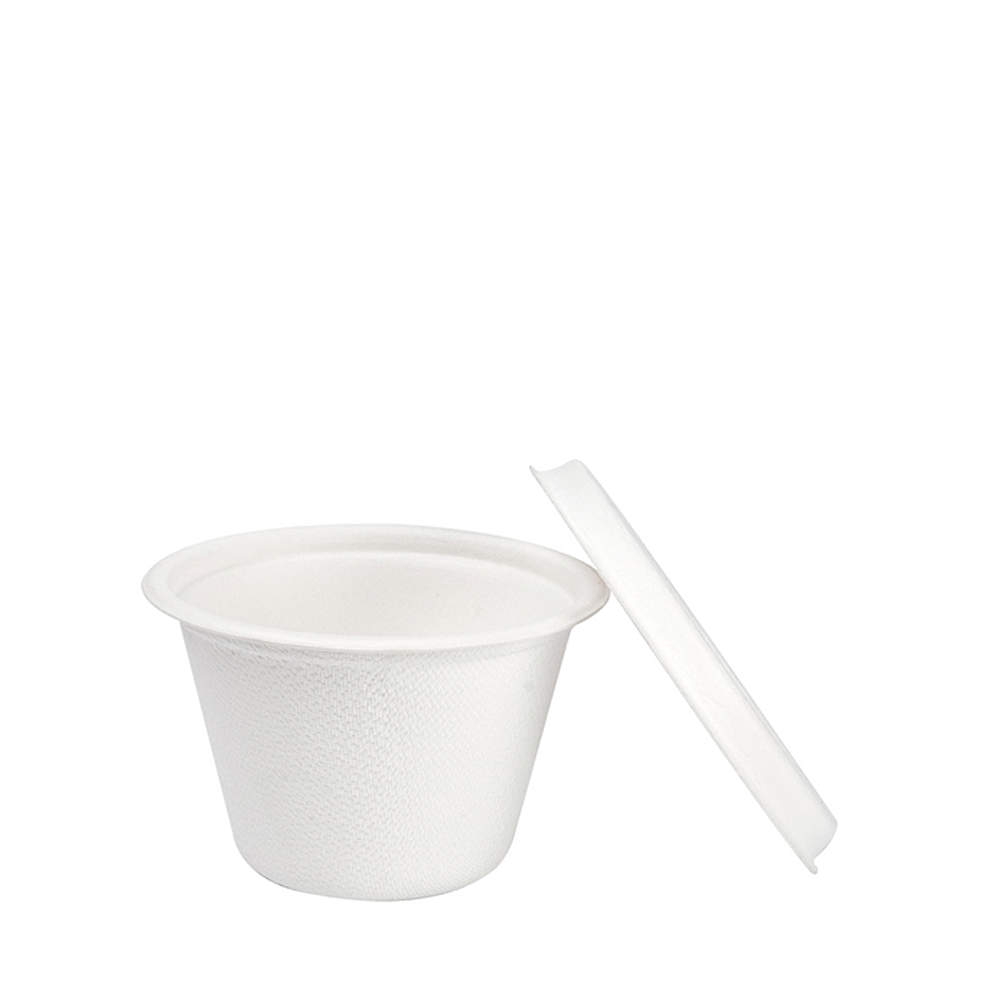 MINI POTE BAGAÇO BRANCO 12CL (120ML) COM TAMPA – BIODEGRADÁVEL
