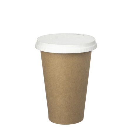 COPO DE PAPEL (CARTÃO) CASTANHO TAMPA BRANCA EM PAPEL 36CL (360ML/12OZ)