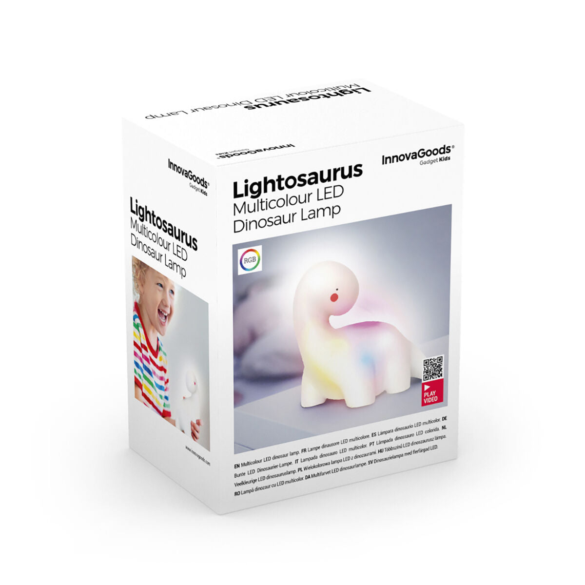 Candeeiro de Presença Infantil Dinossauro LED Multicolor Lightosaurus
