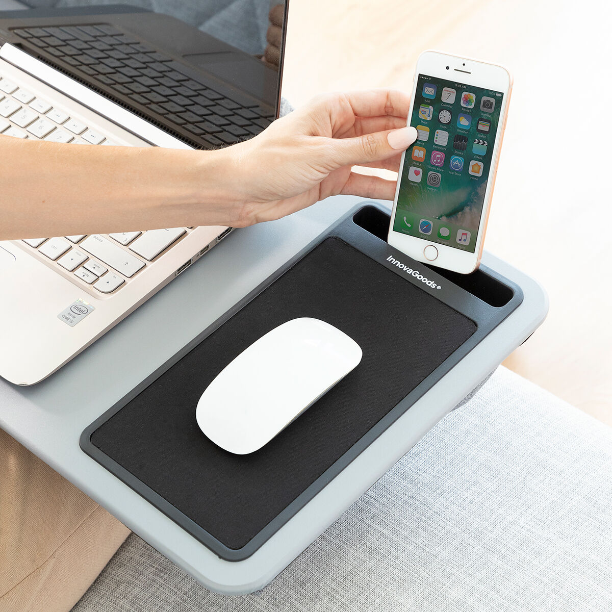 Mesa para Portátil com Almofada XL Deskion – Suporte Ergonómico