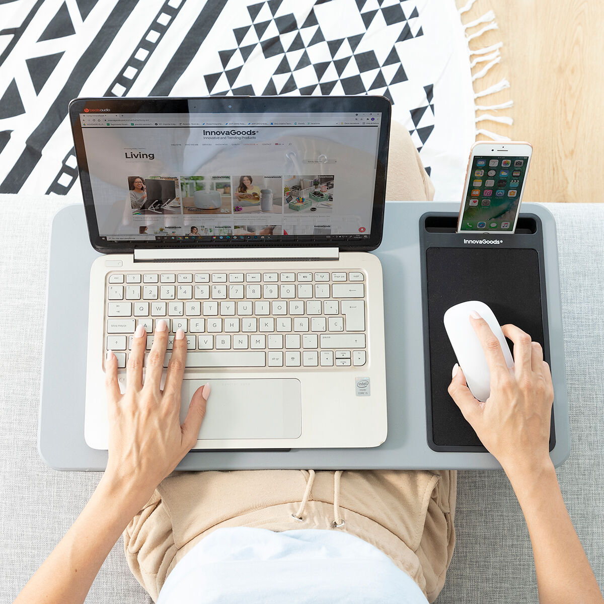 Mesa para Portátil com Almofada XL Deskion – Suporte Ergonómico