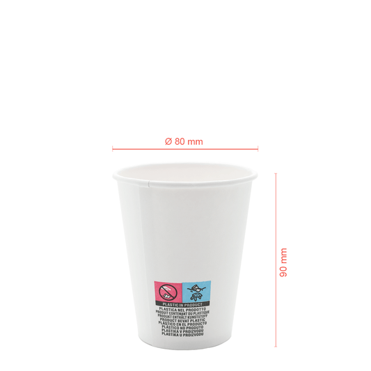 Vaso de cartón blanco con tapa y orificio, 24 cl (240 ml/8 oz)