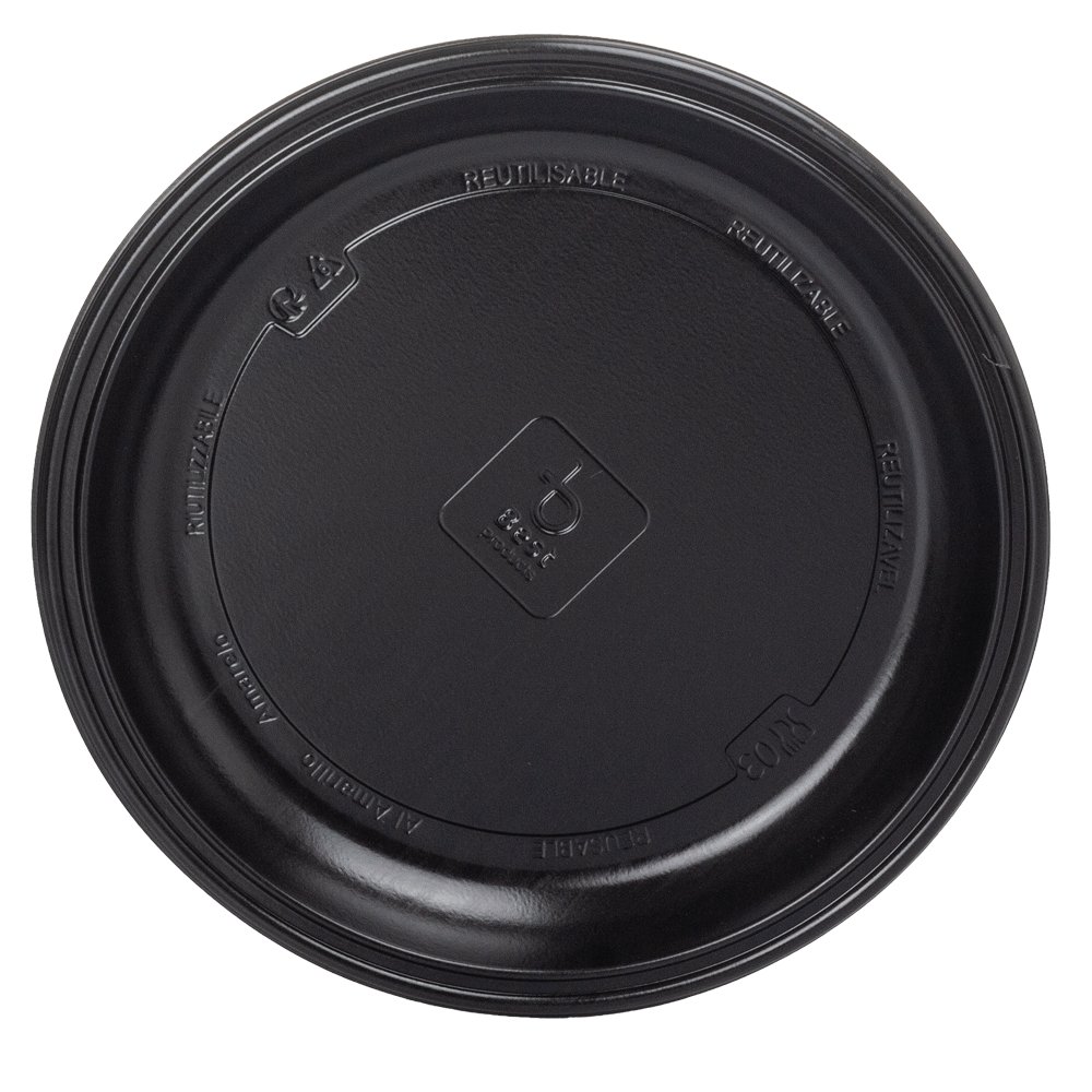 PRATO RASO REUTILIZÁVEL EM PS PRETO 20,5CM