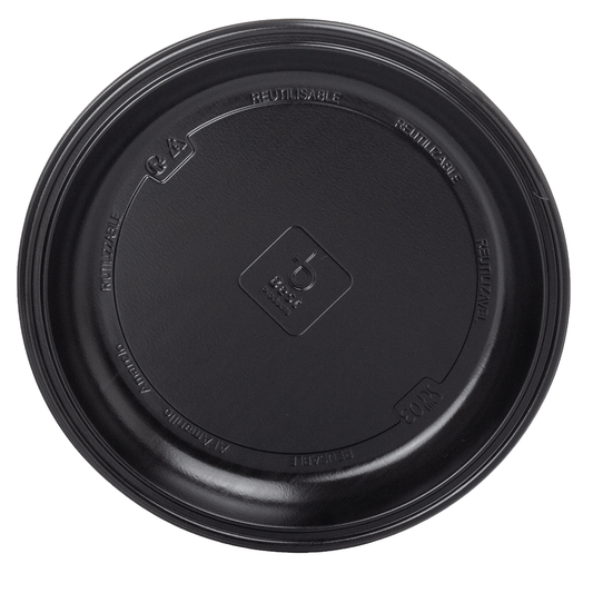 PRATO RASO REUTILIZÁVEL EM PS PRETO 20,5CM