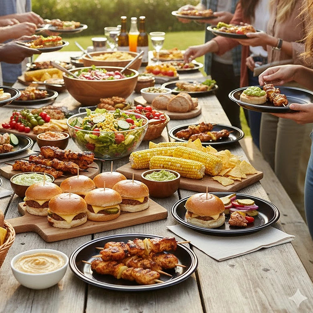 PRATO RASO REUTILIZÁVEL EM PS PRETO 20,5CM