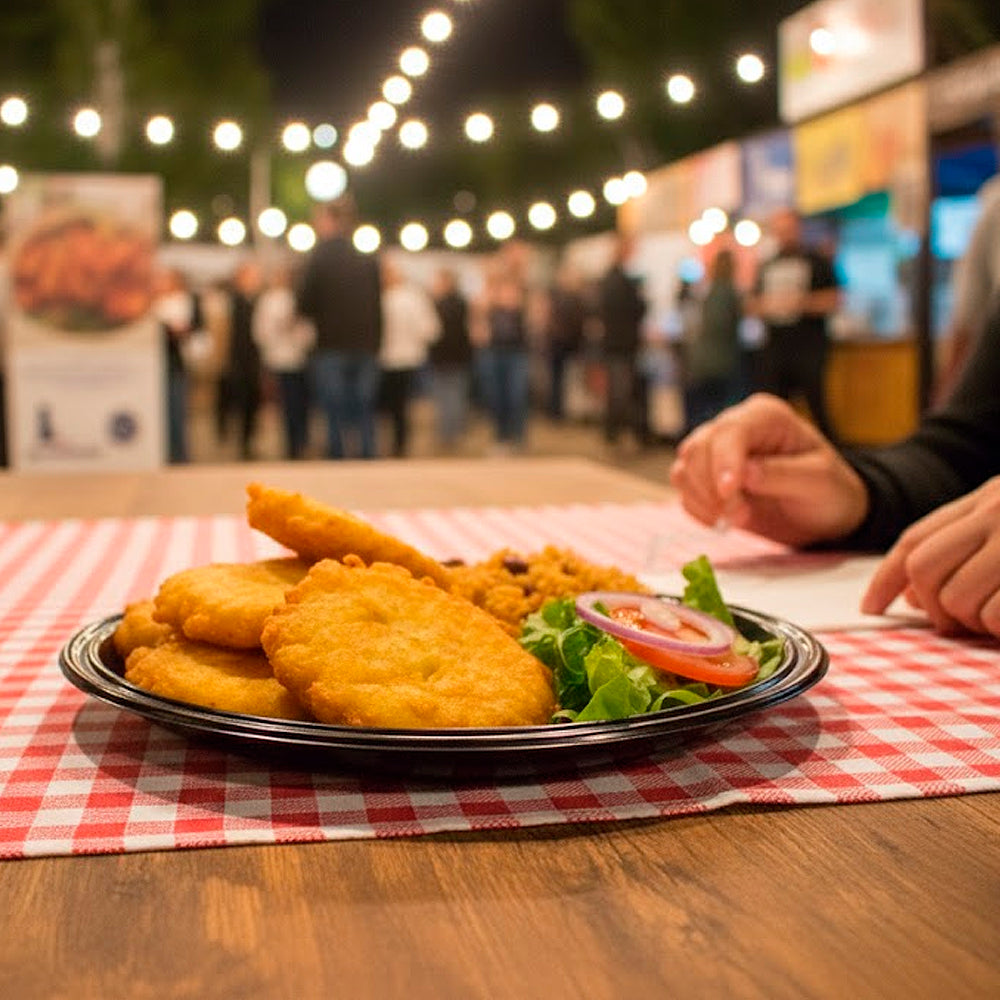 PRATO RASO REUTILIZÁVEL EM PS PRETO 25CM