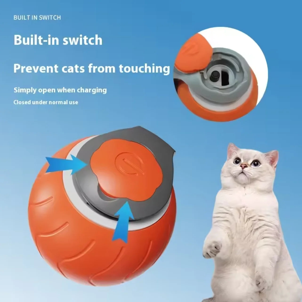 Cats Interactive Ball Toys, Automatic Rolling Ball with Faux Tail,Usb Rechargeable Smartelectric Pet Toy for Teaser and Training