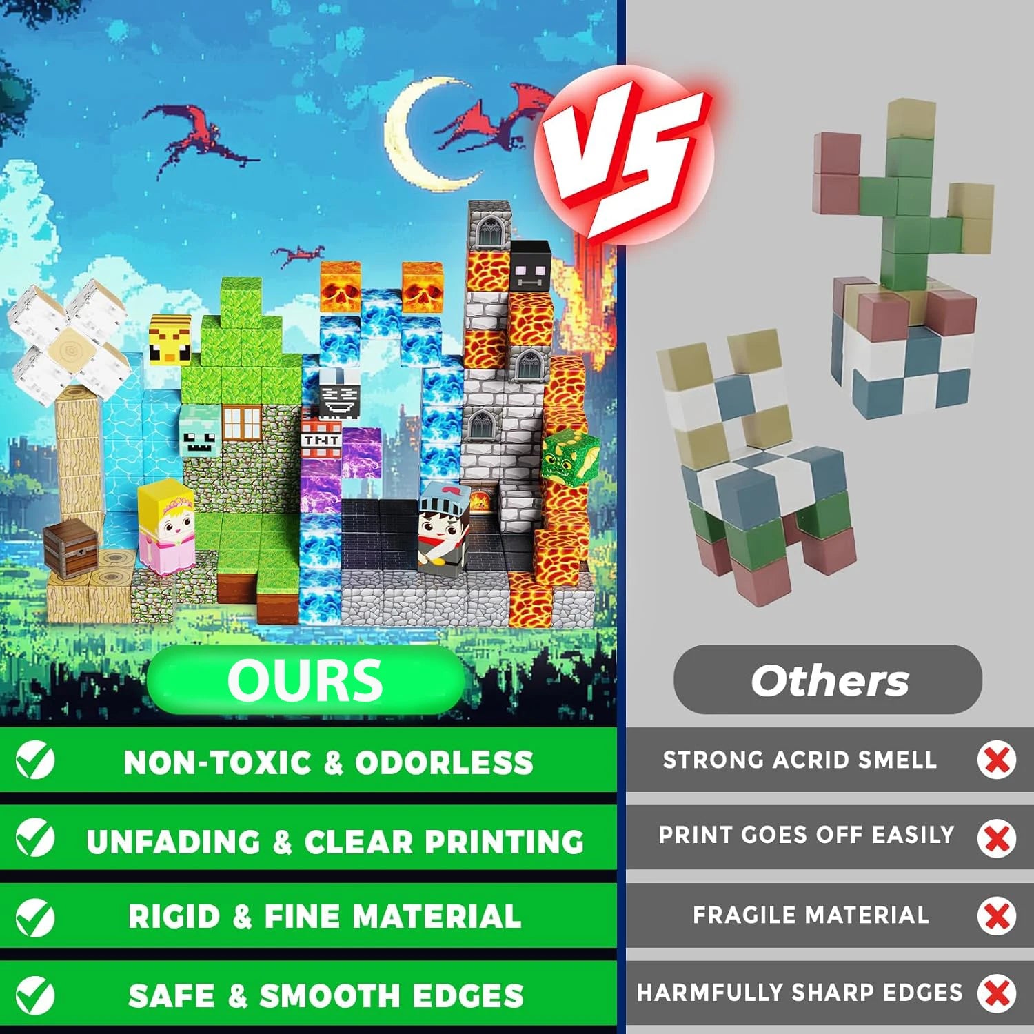 Conjunto de 100 Peças de Blocos de Construção Magnéticos - Cubos Magnéticos Empilháveis, Estradas com Carros, STEM Montessori