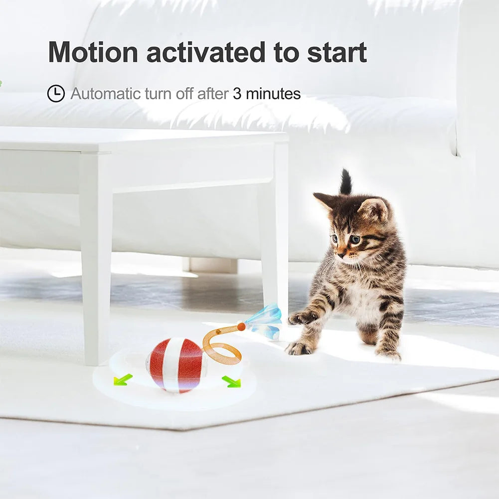 Cat Interactive Ball Automatic Rolling Ball Fake Tail Rechargeable Electric Pet Dog Cat Toy Fake Tail Training Imitate Mouse Toy