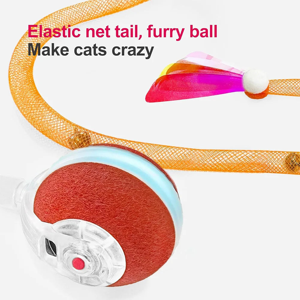 Cat Interactive Ball Automatic Rolling Ball Fake Tail Rechargeable Electric Pet Dog Cat Toy Fake Tail Training Imitate Mouse Toy