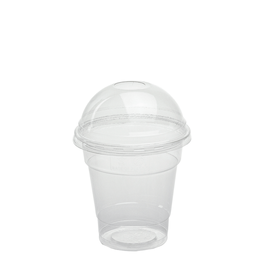 TAÇA (COPO) EM PET COM TAMPA ALTA COM FURO 30CL (300ML/10OZ)