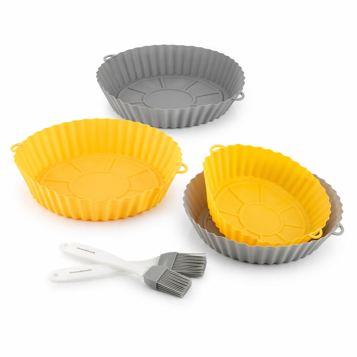 Conjunto de 4 Formas de Silicone para Air Fryer com Pegas e 2 Pincéis Mollicon