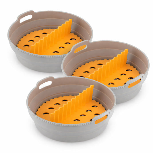 Conjunto de 3 Formas de Silicone Dobráveis para Air Fryer com Divisórias Fliynner