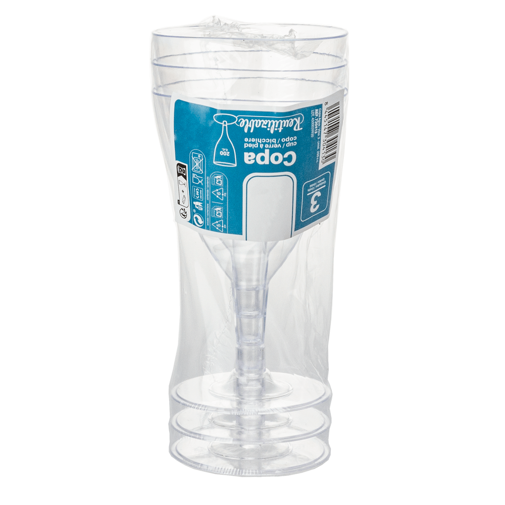 COPO VINHO/ÁGUA REUTILIZÁVEL EM PS 20CL (200ML)