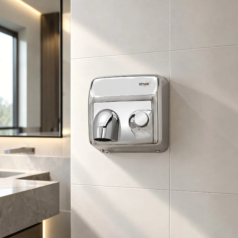 Secador de Mãos com Botão Inoxflow 2300W – Inox Brilhante