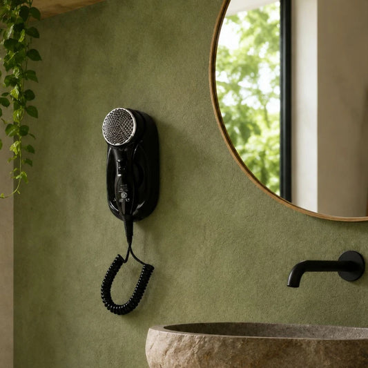 SECADOR DE CABELO COM SUPORTE - 1.400 W Preto - Serie Basic