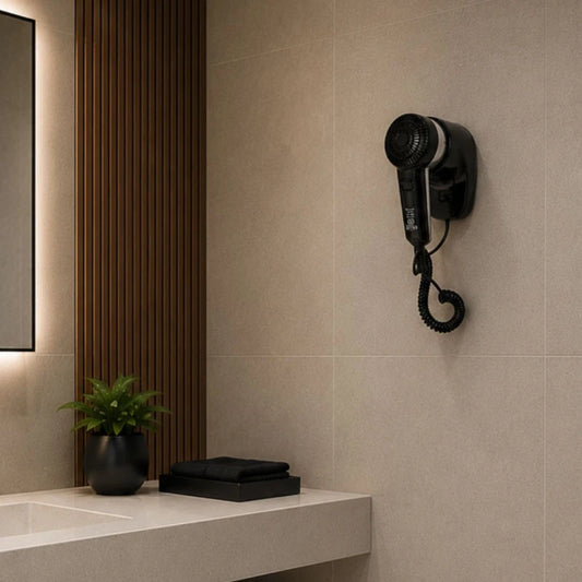 SECADOR DE CABELO COM SUPORTE - 1.200 W Prateado e Preto