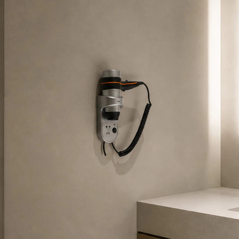 SECADOR DE CABELO COM SUPORTE E TOMADA - 1.800 W Prateado - PAREDE