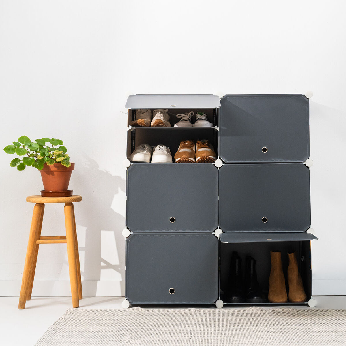 Sapateira Modular Portátil Cinzento